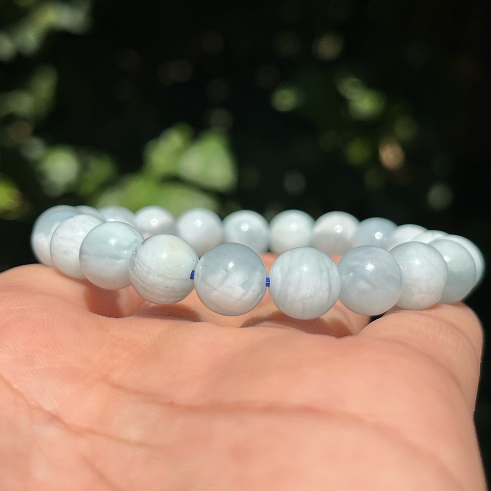 9mm aquamarine‎ strechable bracelet